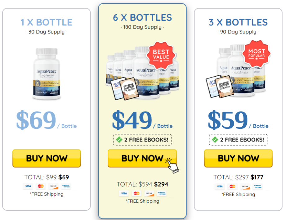 AquaPeace limited time bundle offer showing discounted multi bottle packages
